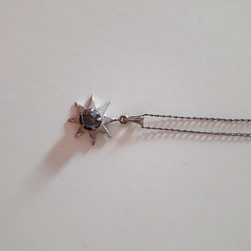 Silver Necklace w/ Purple-Navy Gemstone